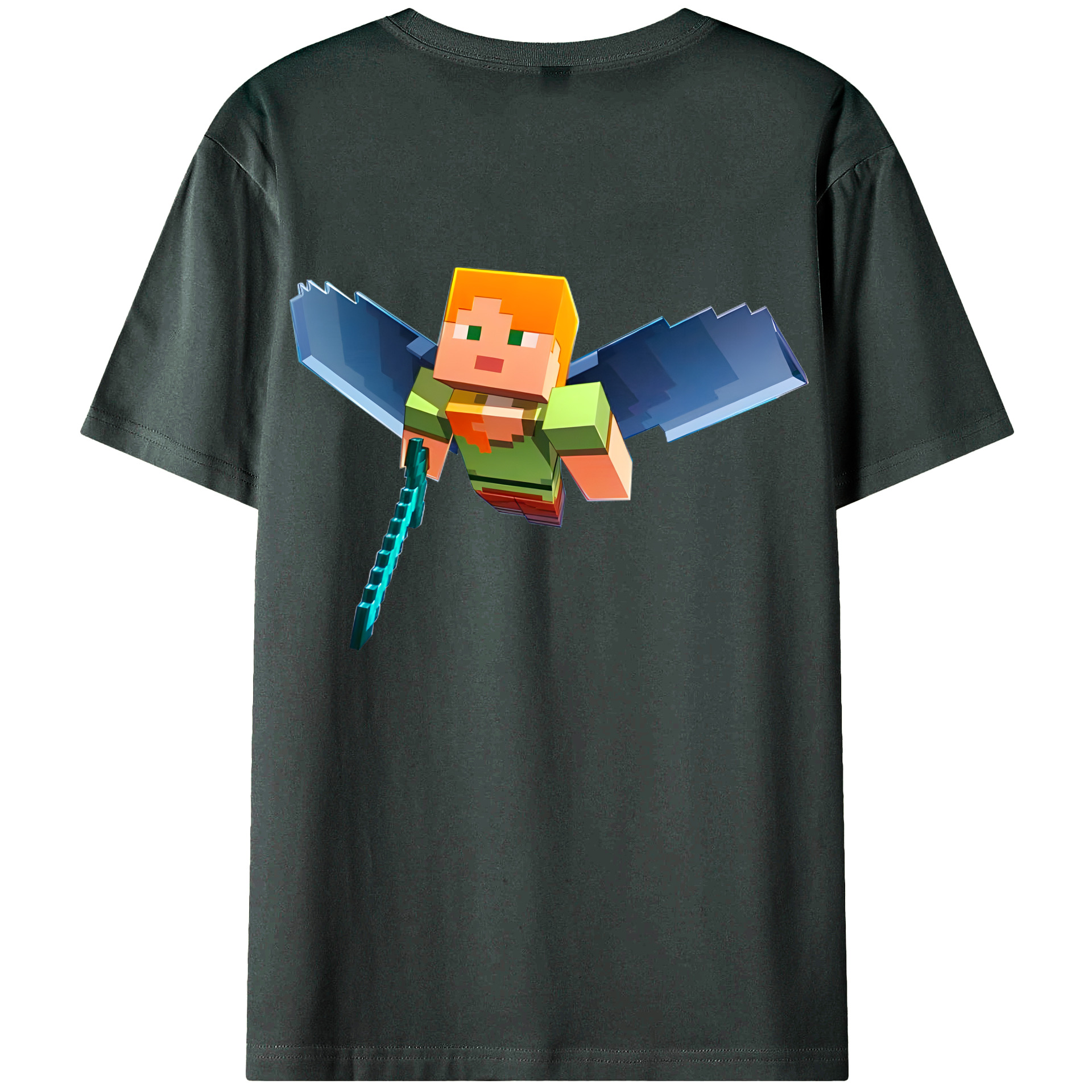 （画像用） マインクラフト ブロックの世界 Minecraft MC Block world 綿100％ メンズ半袖Tシャツ（バックプリント） 通気性